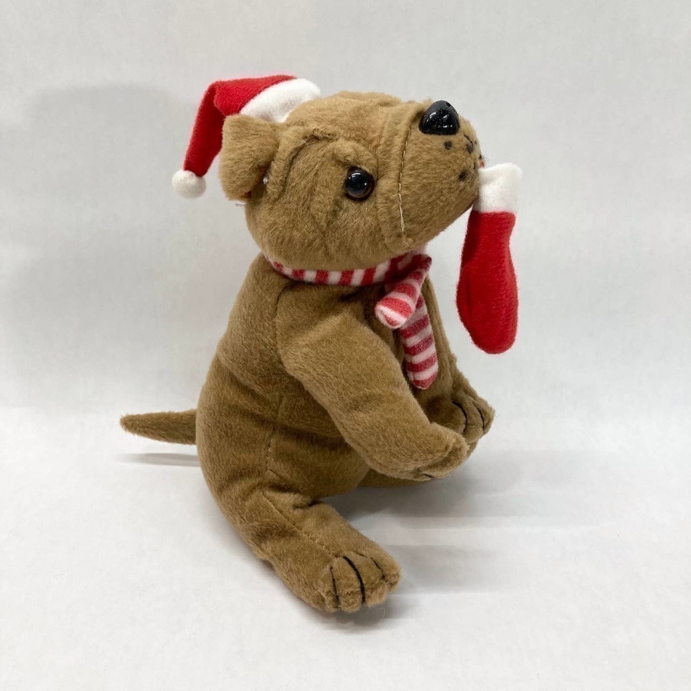 ORIENTAL Trading Co. 7" English Bulldog Santa Hat Stocking Plush Stuffed Animal